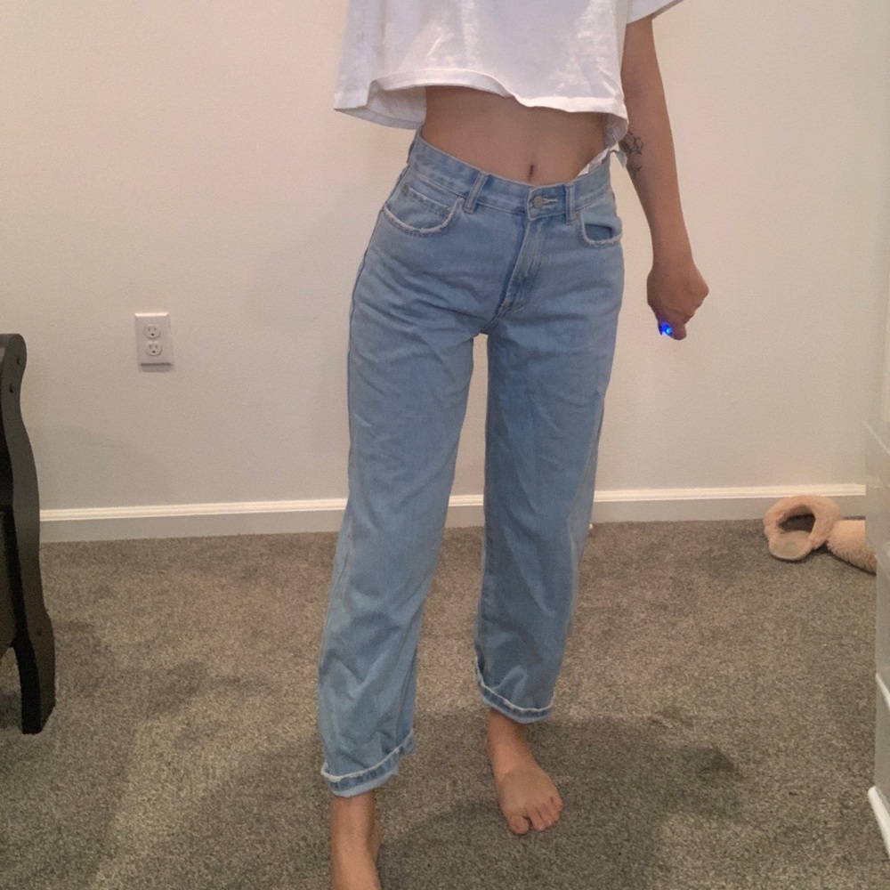 Mommy jeans straight leg washed blue comfy
